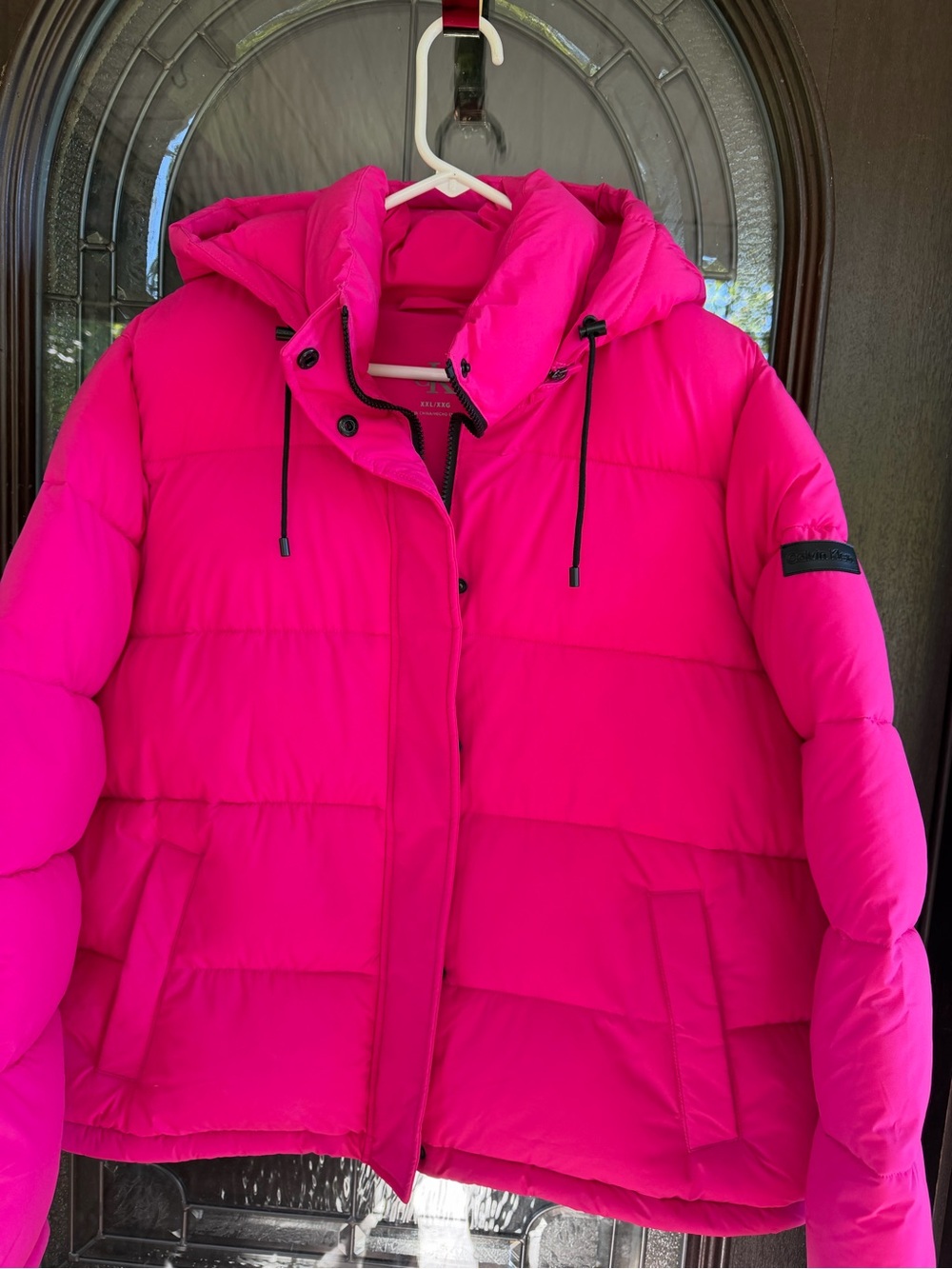 Calvin Klein Hot Pink Hooded Puffer Coat